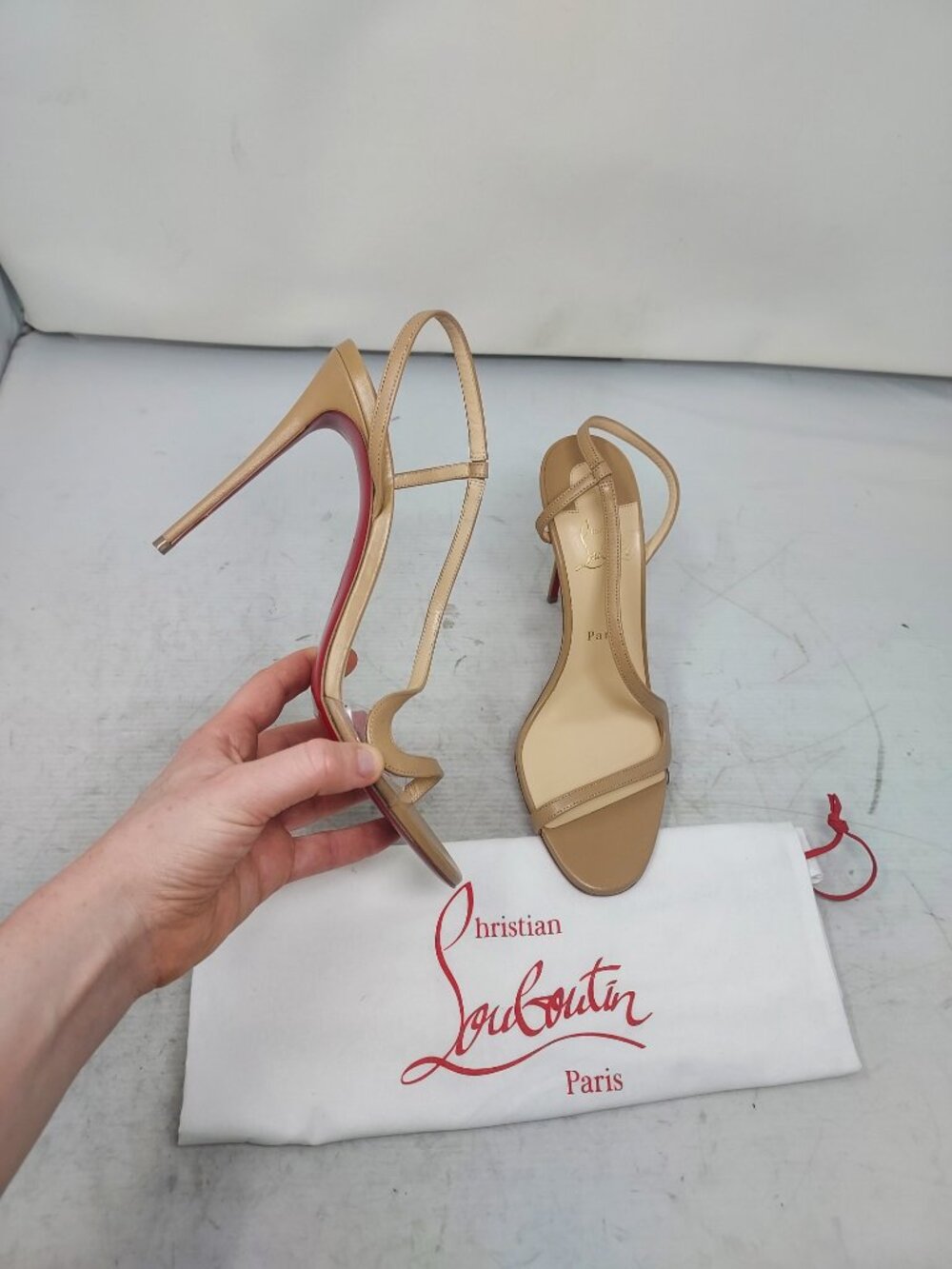 CHRISTIAN LOUBOUTIN Rosalie Strass Nude Strappy Heel Sandal